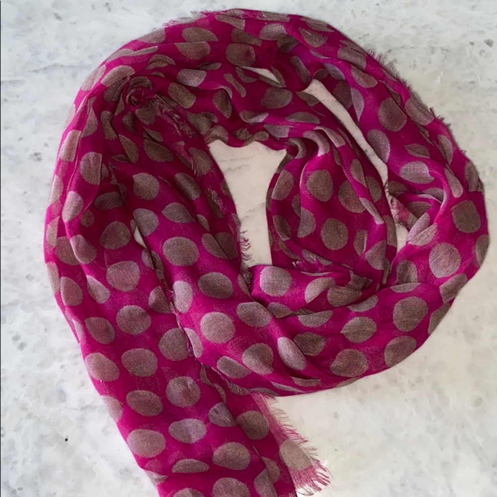 Fuchsia and nude polka dot scarf